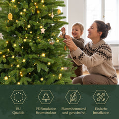 Salcar 180/210cmArtificial Christmas tree, noble fir, with 450/650 LEDs and 1150/1486 PE branches and 472/728 PVC branches 