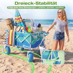 Sekey Bollerwagen faltbar mit Luftreifen 23×10 cm – Strand Bollerwagen klappbar bis 200 kg, 200L Transportwagen für Strand, Camping & Familie, 4032