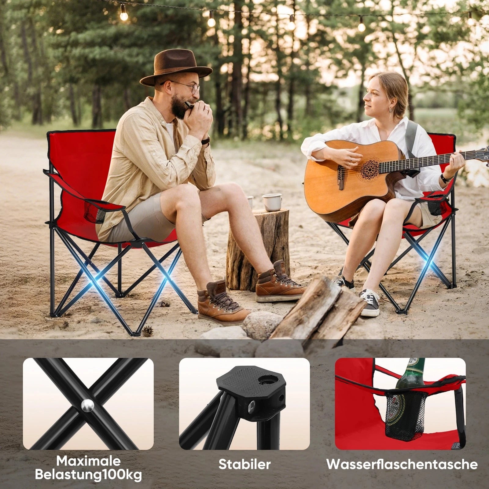 Sunula faltbarer Campingstuhl, ultraleicht, 1,65 kg, mit Getränkehalter, Tragetasche, kompakt klappbar, ideal für Camping, Garten und Ausflüge Sekey