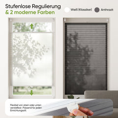 Salcar Plissee ohne Bohren Klemmfix Anthrazit – stufenlos verstellbares Faltrollo, blickdicht & lichtdurchlässig, Sichtschutz für Fenster & Türen mit Alu-Schienen