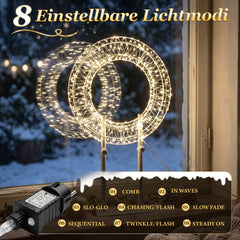 Salcar LED Lichterkranz 3D Metall – Weihnachtskranz mit warmweißen LEDs, Timer und 8 Lichtmodi
