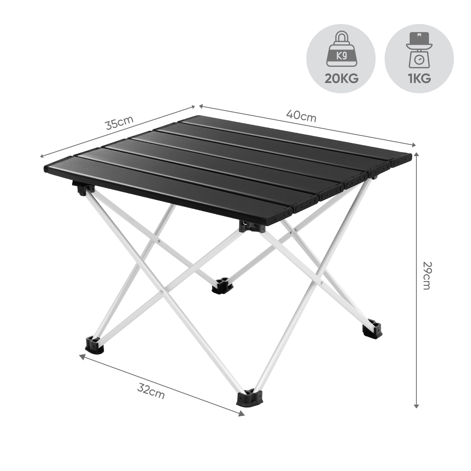 Sunula Klappbarer Campingtisch, Ultraleicht 1,7 kg, 30 kg Tragkraft, Wasserdicht, Rutschfest, 3 Größen, Einfach zu Montieren, Für Camping, Picknick, Garten, Outdoor Sekey