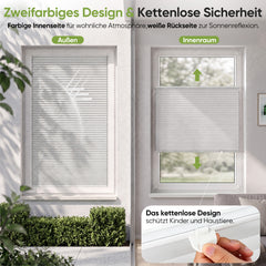 Salcar Wabenplissee Weiß ohne Bohren – Verdunkelungsplissee Thermo Doppelplissee Klemmfix für Fenster & Türen, Up & Down Plissee mit Hitze- und Schallschutz