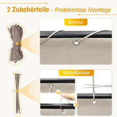 Sunula Balkon Sichtschutz, blickdicht, PES Balkonverkleidung, Windschutz, ohne Bohren, mit Nylon-Kabelbinder und Kordel, patentierte reißfeste Ösen, wetterfest, taupe SEKEYMALL