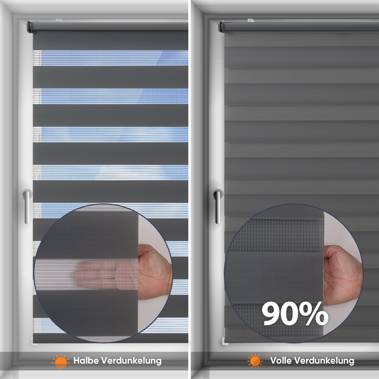 Sekey Duo Doppelrollo Klemmfix Schnurlos - Ohne Bohren, Faltrollo für Fenster & Türen SEKEYMALL