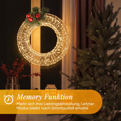 Salcar LED Lichtkranz Ø45 & Ø55 cm, 720 LEDs, Hängekranz, Weihnachtsdeko Fenster & Tür, 8 Modi, Timer & Memory, IP44 Wasserdicht, Innen & Außen, Warmweiß Salcar
