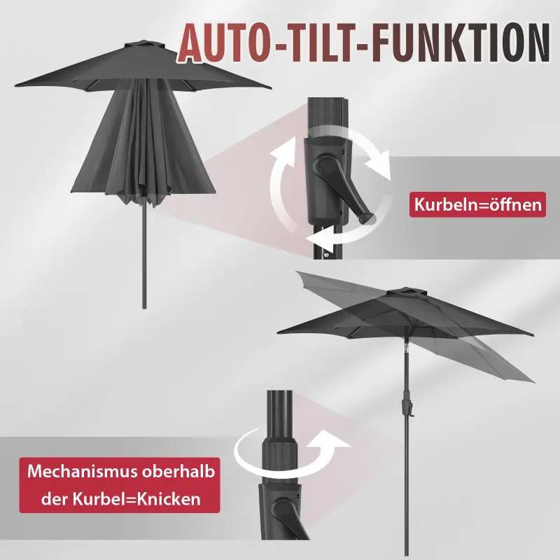 Sekey 220 cm Sonnenschirm mit Kurbel und Auto Kippen, Sonnenschutz UV50+ Sekey