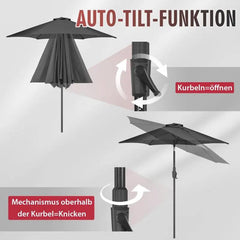 Sekey 220 cm Sonnenschirm mit Kurbel und Auto Kippen, Sonnenschutz UV50+ Sekey