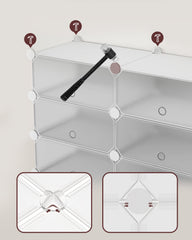 Sekey Schuhschrank mit 10 Fächern – Modularer Schuhorganizer für bis zu 20 Paar Schuhe, stabil & platzsparend, inkl. Hammer & Kippschutz Sekey