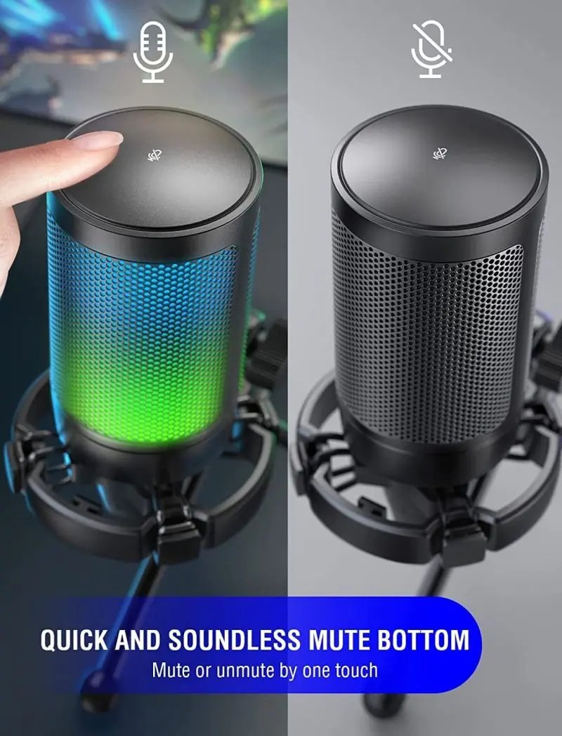 Fifine USB Kondensator Mikrofon mit Ständer und Stummschalttaste, A6V Sekey