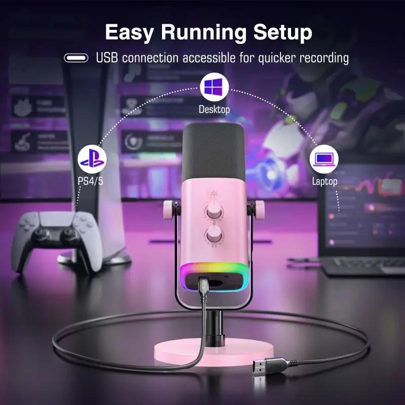 Fifine USB / XLR Dynamisch Mikrofon mit Stummschalttaste und Kopfhörerbuchse, AM8 Sekey