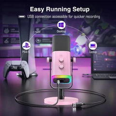 Fifine USB / XLR Dynamisch Mikrofon mit Stummschalttaste und Kopfhörerbuchse, AM8 Sekey