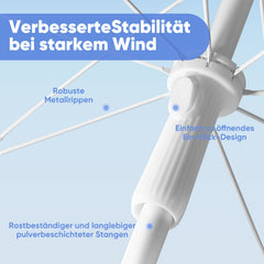 Sekey Sonnenschirm Ø160 cm rund mit Tragetasche & Bodenhülse, für Balkon & Strand Sekey