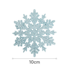 Salcar 24 Stück Schneeflocken Weihnachtsdeko Blau – Glitter Schneeflocken Anhänger Ø10cm, Wiederverwendbarer Weihnachtsbaumschmuck für Winter & Festtage Salcar