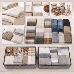 Sekey Unterbett-Aufbewahrungstasche 110L – Faltbare Aufbewahrungsbox mit transparentem Deckel, Doppelreißverschluss & 4 Tragegriffen, 100 × 50 × 19 cm, für Kleidung, Bettwäsche & Decken