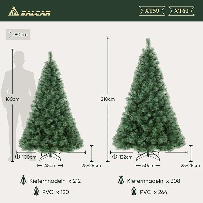 Salcar 180/210cm Künstlicher Weihnachtsbaum, Kiefer, mit 212/308 Kiefernnadeln und 120/264 PVC-Nadeln Salcar