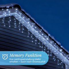SALCAR LED Icicle Window Light Curtain – Cool White, 8 Modes, Timer &amp; Memory, IP44 Waterproof – For Indoor &amp; Outdoor Use, Christmas Lights for Windows, Balconies &amp; Walls (2m/3m/6m)