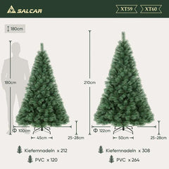 Salcar 180/210cm Künstlicher Weihnachtsbaum, Kiefer, mit 212/308 Kiefernnadeln und 120/264 PVC-Nadeln Salcar