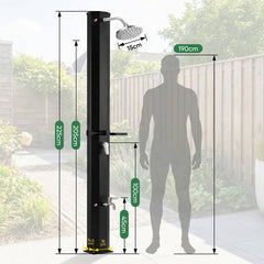 Sekey Gartendusche, Solardusche 40L / 60L Gartendusche mit Regenduschkopf & Fußdusche – bis 60°C, ohne Strom für Garten, Pool & Camping