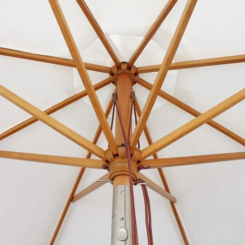 Sekey 300 cm Holz Sonnenschirm mit Volant, Sonnenschutz UV50+ Sekey