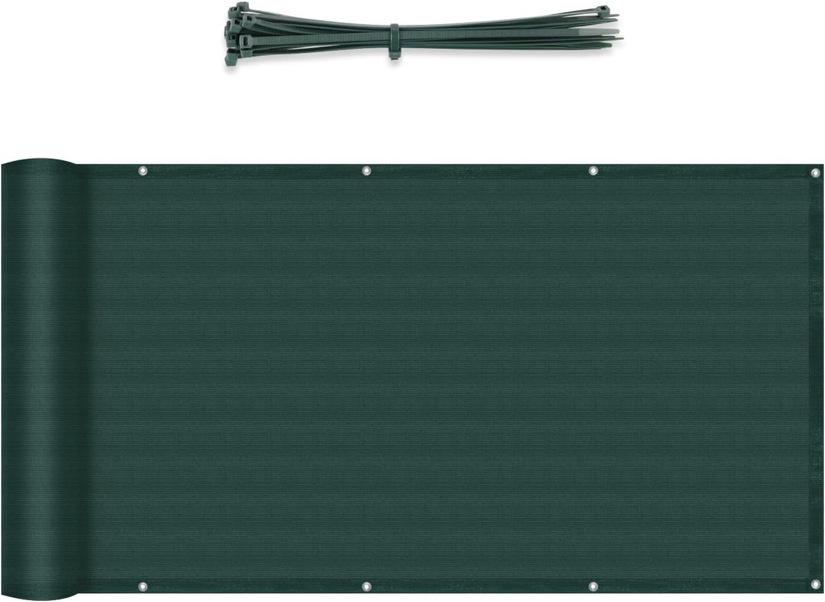 Sekey Balkon Sichtschutz – HDPE 220 g/m², leicht transparent, wind- & UV-beständig, wetterfest mit Ösen & Kabelbindern, Grün