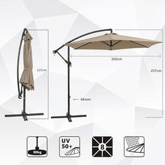 Sekey 300 cm cantilever umbrella, sun protection UV50+