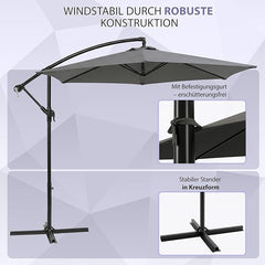 Sekey 300 cm cantilever umbrella, sun protection UV50+