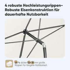 Sekey Rechteckiger Balkon-Sonnenschirm 200x125 cm – UPF50+, 4 Farben (Apfelgrün, Weiß, Dunkelgrau, Beige) + Schutzhülle