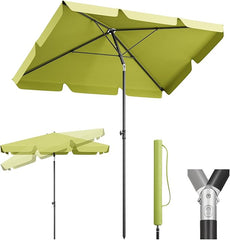 Sekey Rechteckiger Balkon-Sonnenschirm 200x125 cm – UPF50+, 4 Farben (Apfelgrün, Weiß, Dunkelgrau, Beige) + Schutzhülle