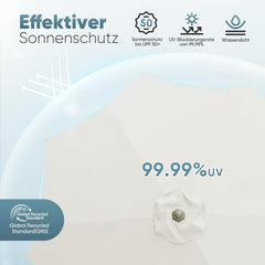 Salcar Sonnenschirm Ø 2,7 m – Kurbelschirm mit Knickgelenk, UPF 50+, UV-Schutz & wasserabweisend, GRS-zertifiziertes Polyester, für Garten, Terrasse & Balkon Sekey