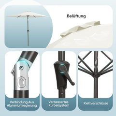 Salcar Sonnenschirm Ø 2,7 m – Kurbelschirm mit Knickgelenk, UPF 50+, UV-Schutz & wasserabweisend, GRS-zertifiziertes Polyester, für Garten, Terrasse & Balkon Sekey