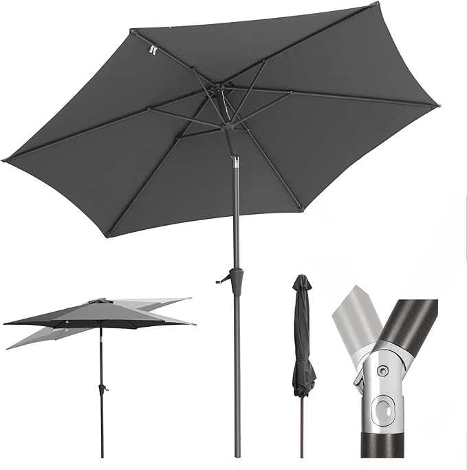 Salcar Sonnenschirm Ø 2,7 m – Kurbelschirm mit Knickgelenk, UPF 50+, UV-Schutz & wasserabweisend, GRS-zertifiziertes Polyester, für Garten, Terrasse & Balkon Sekey