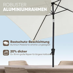 Sekey Aluminium Sonnenschirm Rechteck mit Kurbel & Knickfunktion – UV50+ Gartenschirm 38 mm Stange, 12x18 mm Streben für Balkon, Terrasse & Garten