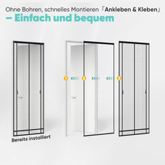 Sekey Magnet Fliegengitter für Balkontür – Zuschneidbar, Insektenschutz ohne Bohren, mit 4 cm Klettband & Doppelnähten, Schwarz – Ideal für Balkon, Terrasse & Schlafzimmer Sekey