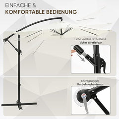 Sekey 300 cm cantilever umbrella, sun protection UV50+