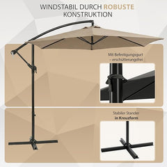 Sekey 300 cm cantilever umbrella, sun protection UV50+