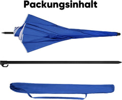 Sekey Sonnenschirm Ø180 cm mit UPF50+ – windstabiler Strand- & Balkonschirm mit Neigefunktion, wasserdicht, inkl. Schutzhülle, GRS-recycelter Bezug
