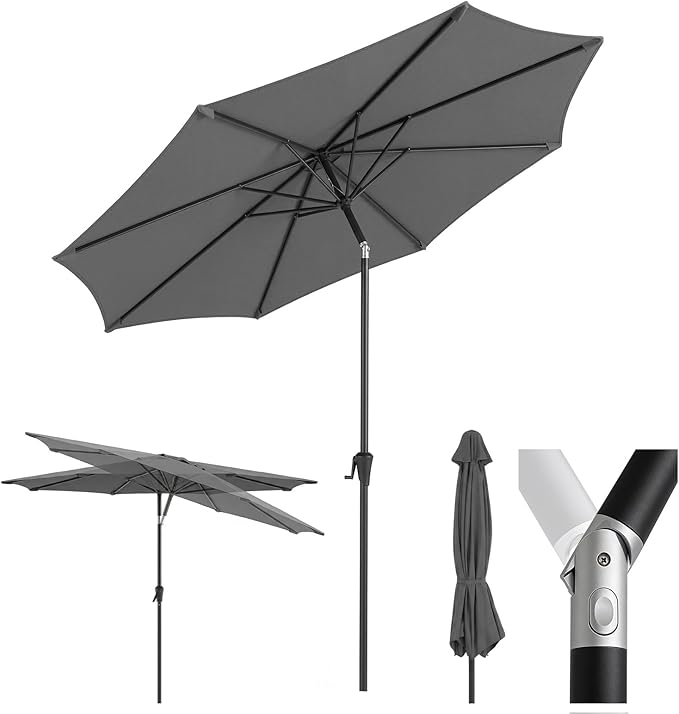 Sekey Alu Sonnenschirm mit UV-Schutz 50+ – Windfester Gartenschirm mit Kurbel für Balkon, Terrasse & Garten