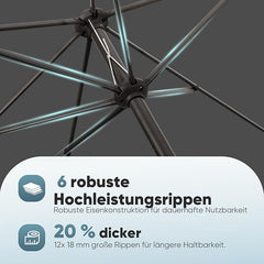 Salcar Sonnenschirm Ø 2,7 m – Kurbelschirm mit Knickgelenk, UPF 50+, UV-Schutz & wasserabweisend, GRS-zertifiziertes Polyester, für Garten, Terrasse & Balkon Sekey