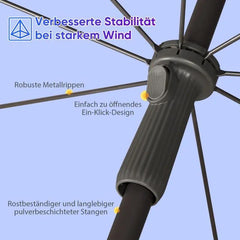 Sekey 200 cm Sonnenschirm mit Schutzhülle, Sonnenschutz UV50+ Sekey