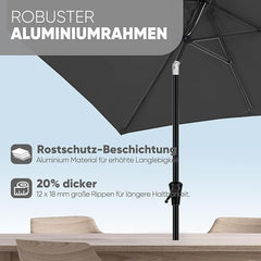 Sekey Aluminium Sonnenschirm Rechteck mit Kurbel & Knickfunktion – UV50+ Gartenschirm 38 mm Stange, 12x18 mm Streben für Balkon, Terrasse & Garten