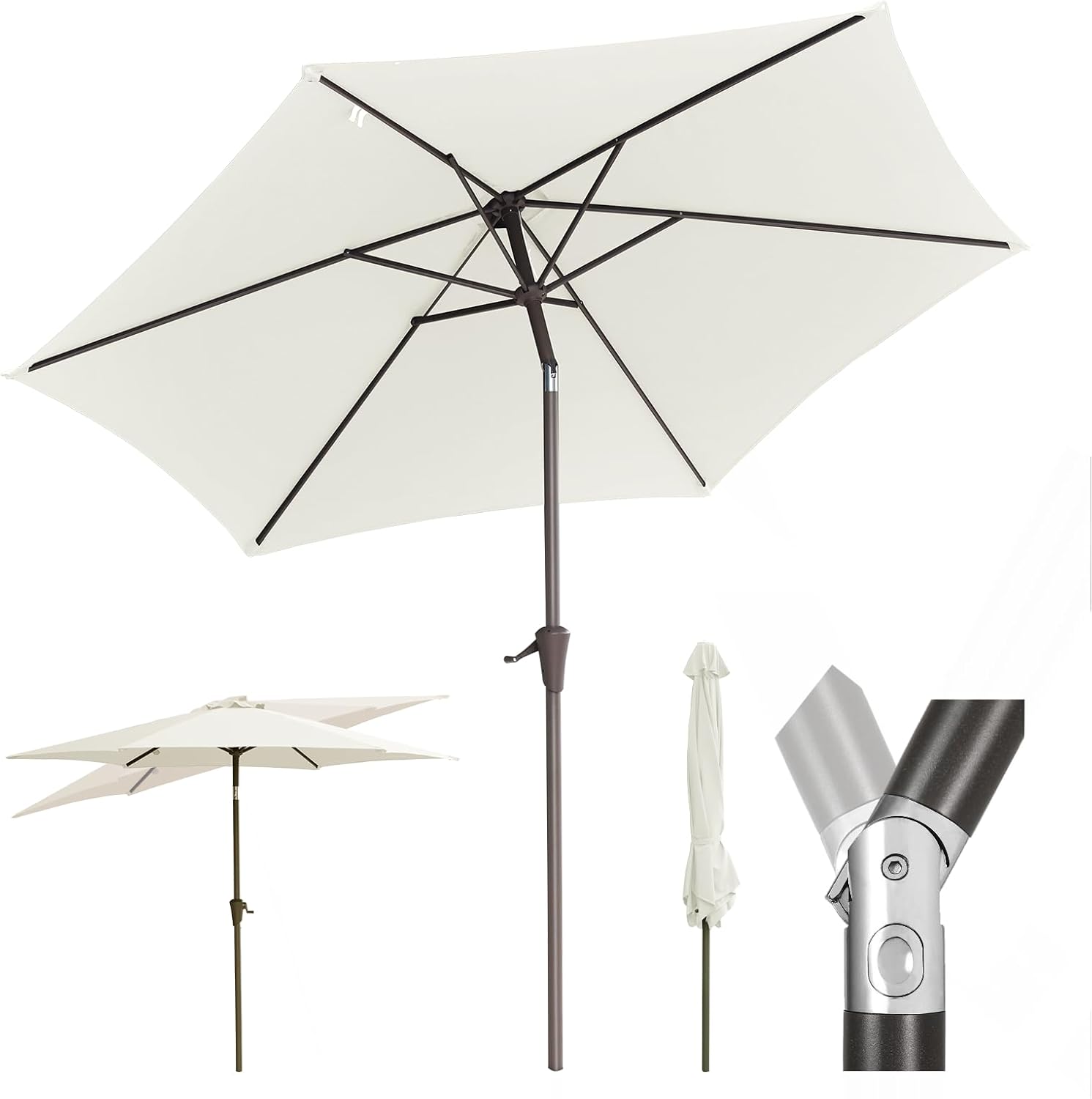 Salcar Sonnenschirm Ø 2,7 m – Kurbelschirm mit Knickgelenk, UPF 50+, UV-Schutz & wasserabweisend, GRS-zertifiziertes Polyester, für Garten, Terrasse & Balkon Sekey