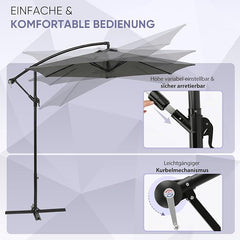 Sekey 300 cm cantilever umbrella, sun protection UV50+