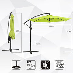 Sekey 300 cm cantilever umbrella, sun protection UV50+