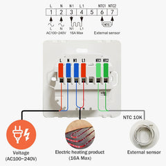 Salcar Smart WLAN Thermostat – Programmierbarer Raumthermostat für elektrische Fußbodenheizung 230V mit LCD-Display, Tuya kompatibel (16A) Salcar