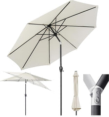 Sekey Alu Sonnenschirm mit UV-Schutz 50+ – Windfester Gartenschirm mit Kurbel für Balkon, Terrasse & Garten