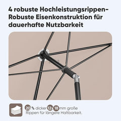 Sekey Rechteckiger Balkon-Sonnenschirm 200x125 cm – UPF50+, 4 Farben (Apfelgrün, Weiß, Dunkelgrau, Beige) + Schutzhülle