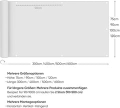 Sekey Balkon Sichtschutz HDPE 220 g/m² – Leicht Transparent, Wetterfest, UV- & Windschutz mit Ösen & Nylon Kabelbinder, Taupe