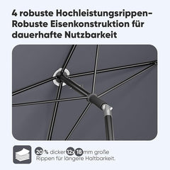 Sekey Rechteckiger Balkon-Sonnenschirm 200x125 cm – UPF50+, 4 Farben (Apfelgrün, Weiß, Dunkelgrau, Beige) + Schutzhülle