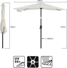 Sekey Aluminium Sonnenschirm Rechteck mit Kurbel & Knickfunktion – UV50+ Gartenschirm 38 mm Stange, 12x18 mm Streben für Balkon, Terrasse & Garten